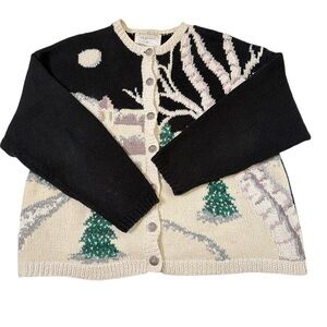 VTG 90’s Marisa Christina Festive Holiday Winter Knit Cardigan large